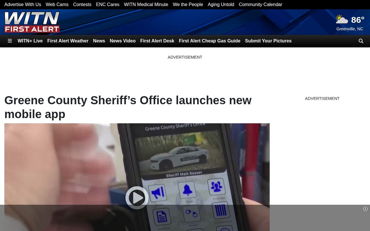 Greene County Sheriff arrest-news app report from WITN